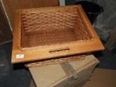 *Pair of Hardwood Framed Rattan Baskets