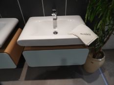 *Ideal Standard Wash Hand Basin with Monobloc Tap Mounted in Beech Cabinet
