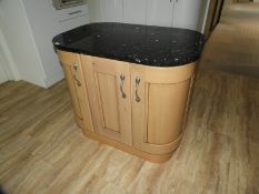 *Croft Oak Island Unit with Four Curved Doors and Ebony Granite Worktop