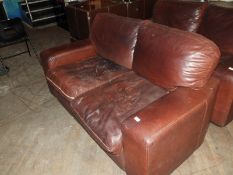 *Leather Two Seat Settee