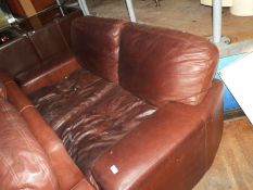*Leather Two Seat Settee