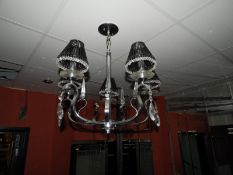 *Polished Chrome & Glass Five Branch Chandelier