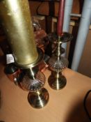 *Two Brass and Glass Candle Holders