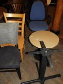 *Four Assorted Chairs, an Occasional Table and a Table Base