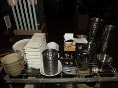 *Assorted Stainless Steel Chip Buckets, Caffetiers, Segregated White Crockery, etc.