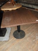 *Square Dining Table on Pedestal Base with Dark Wood Top