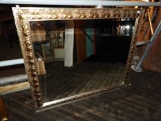*Wall Mounted Gilt Framed Bevelled Edge Mirror with Arts & Crafts Style Frame