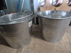 Two 12L Galvanised Buckets