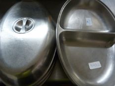 *Six Stainless Steel Veg Dishes with Five Lids