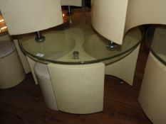*Glass Topped Circular Occasional Table with Two Stools