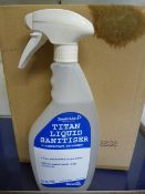 Six 0.75L Spray Bottles of Titan Liquid Sanitiser