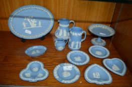 Wedgwood Blue & White Jasperware Dishes, JUgs, etc