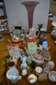 Novelty Teapots, Glass Vases, Mustache Cup, etc.