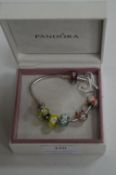 Pandora Silver Bracelet and Six other Glass Charms