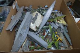 Box of Model Kit Battleships, Aeroplanes, etc.