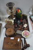 Tray Lot of Collectibles Including Moorcroft Dish,