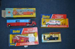 Three Boxed Dinky Diecast Model Vehicles and a Cor