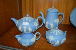 Four Items of Wedgwood Blue & White Jasperware; Te