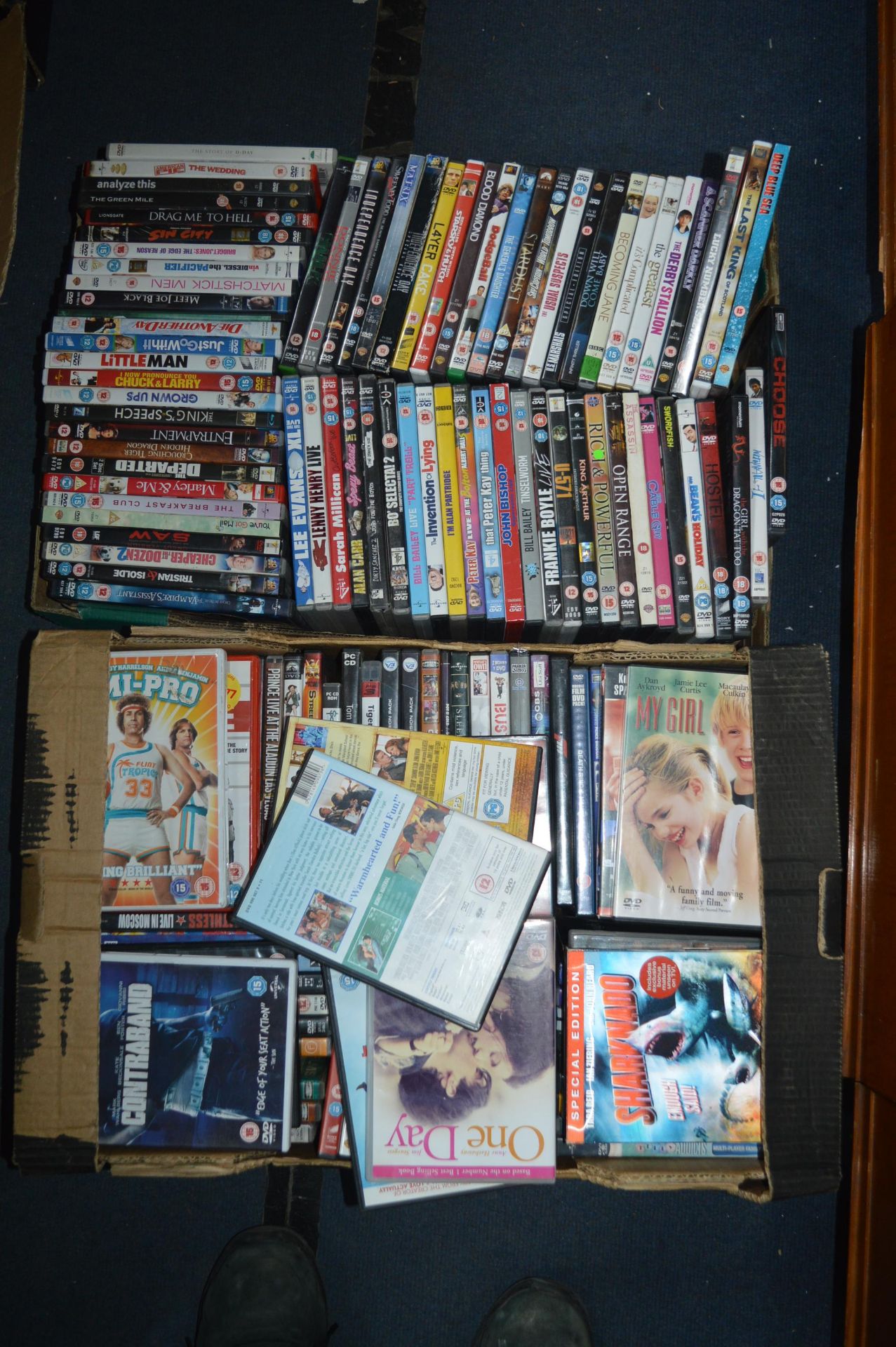 Two Boxes of Assorted DVDs and PC Games
