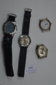 Four Gents Wristwatches (two have no strap)