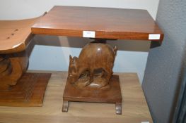 African Carved Side Table with Antelope