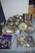 Silver Plated Items Including Trays, Coffee Pots,