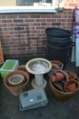 Terracotta Garden Pots, Birdbath, Planters, Bins,