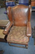Period Leatherette Wingback Armchair