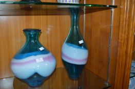 Two Large Coloured Glass Vases