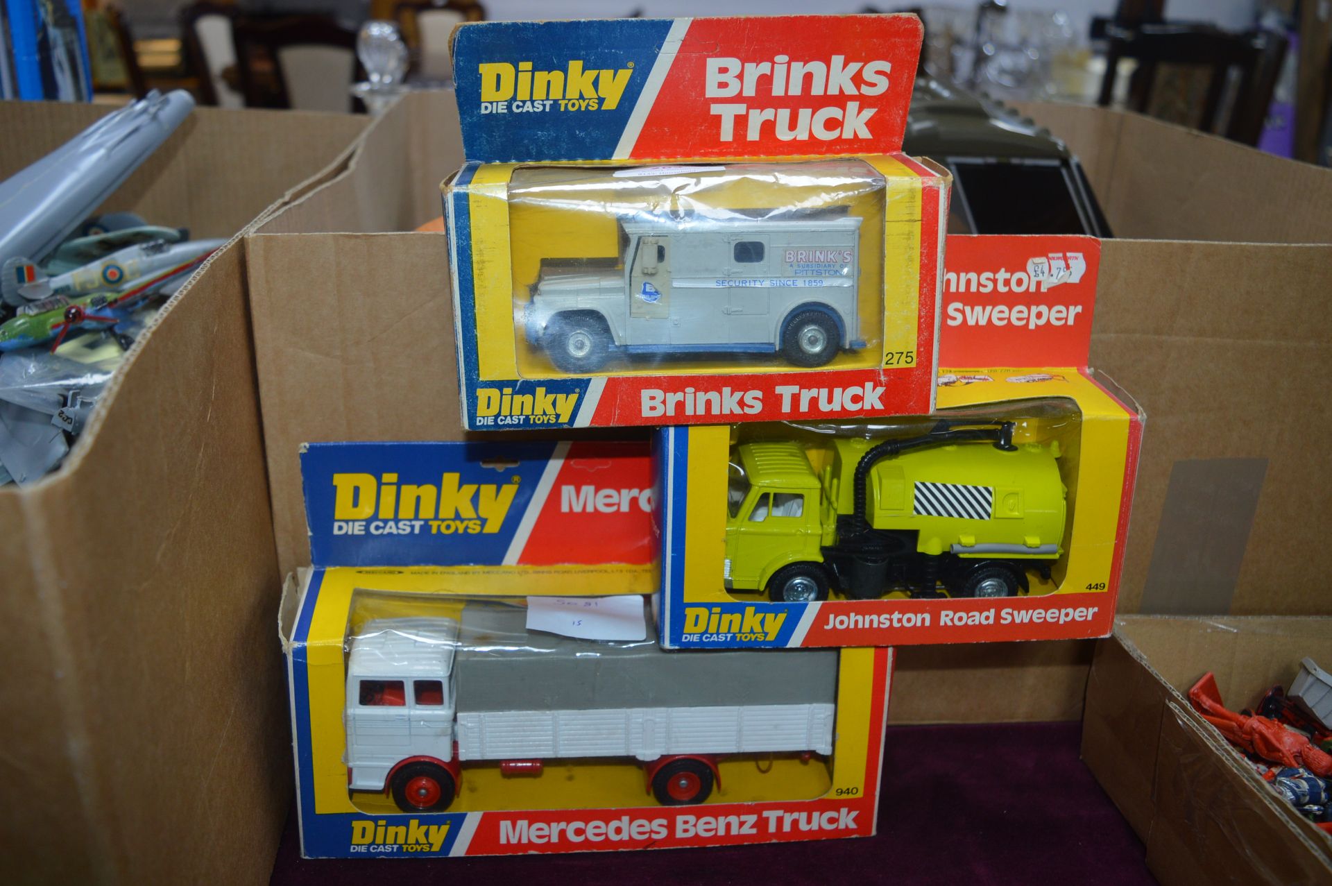 Three Dinky Diecast Model Trucks