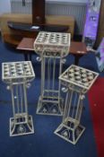 Three Painted Wrought Metal Plant Stands