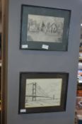 Two Framed Prints - Humber Bridge, etc.