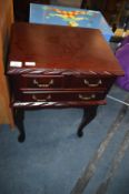 Mahogany Effect Side Table with Drawers