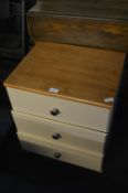 Three Drawer White Painted Bedside Cabinet