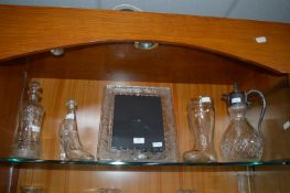 Large Glass Photo Frame and Two Glass Shoes