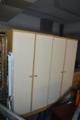 Pair of Cream and Light Oak Effect Double Wardrobe