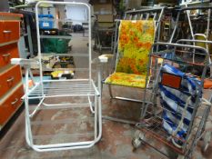 Shopping Trolley and Two Deck Chairs