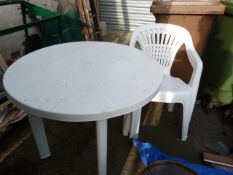 *Plastic Garden Table and Two Stacking Chairs