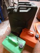 Jerry Can and Two Petrol Cans