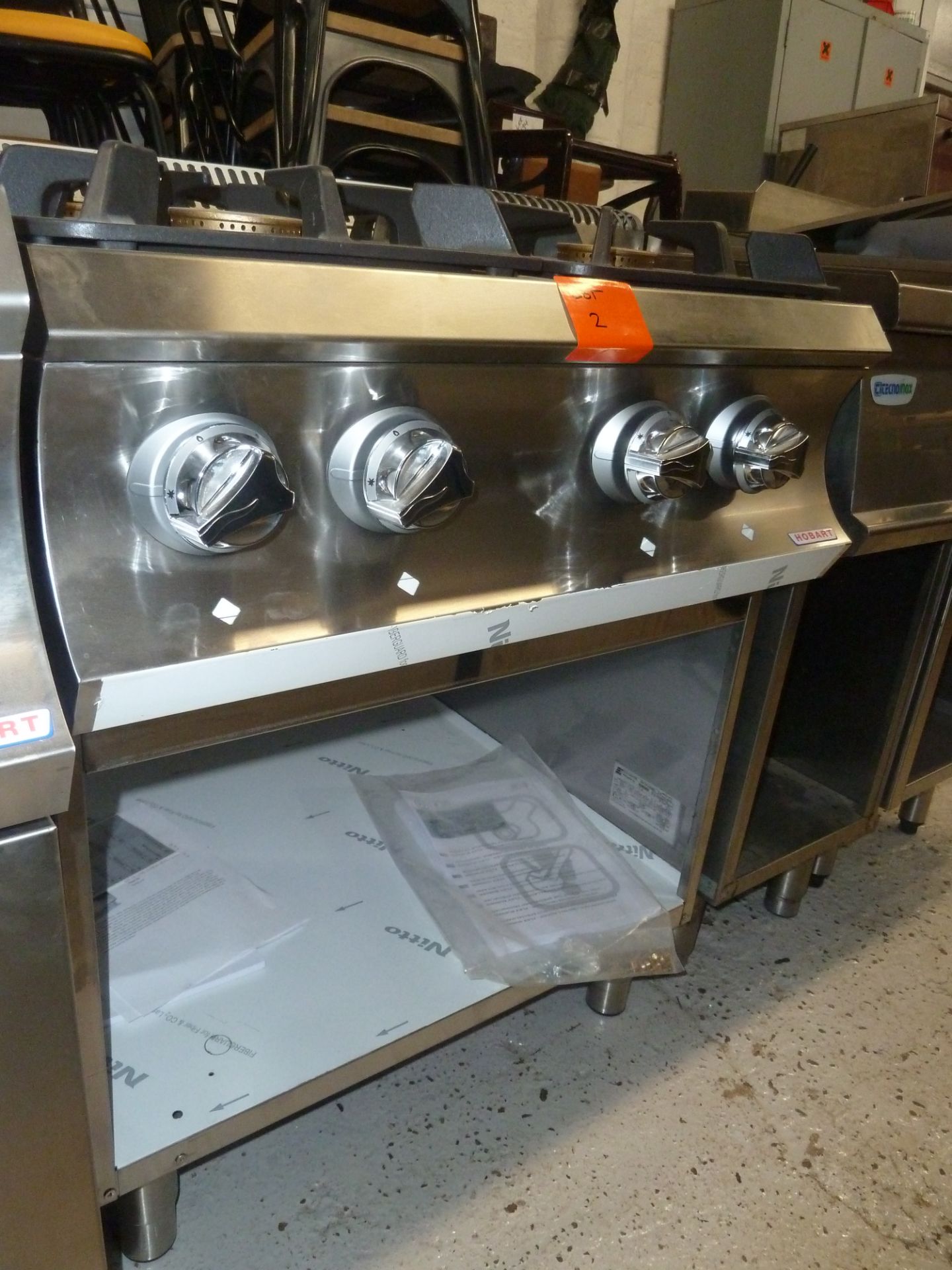 * Brand new Hobart 4 burner gas stove. List price £2000 (860H x 700w x 720d)
