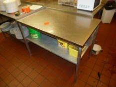 * High quality stainless steel prep bench in good condition (115L x 86H x 70D)