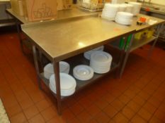 * High quality stainless steel prep bench in good condition (120L x 86H x 70D)