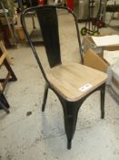 * Fifteen metal cafe chairs with wooden seats in good condition