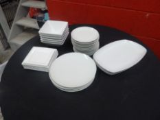 * 36 peice assortment of side plates, main plates and bowls, all in stylish white and excellent