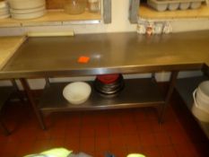 * Stainless steel prep bench in excellent clean condition (150L x 86H x 67D)