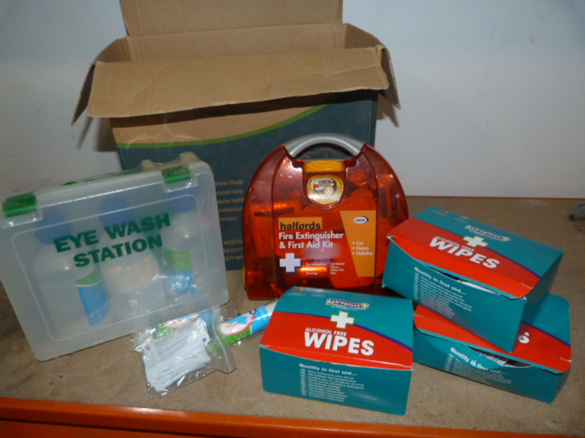 *Eyewash Station, First Aid Kit and a Quantity of