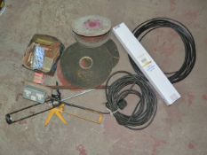 Assorted Tools, Nails, Satellite Cable, Grinding D