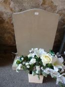 *Cream Gravestone with Flower Decoration