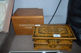 Wooden Musical Box and Suggestions Box