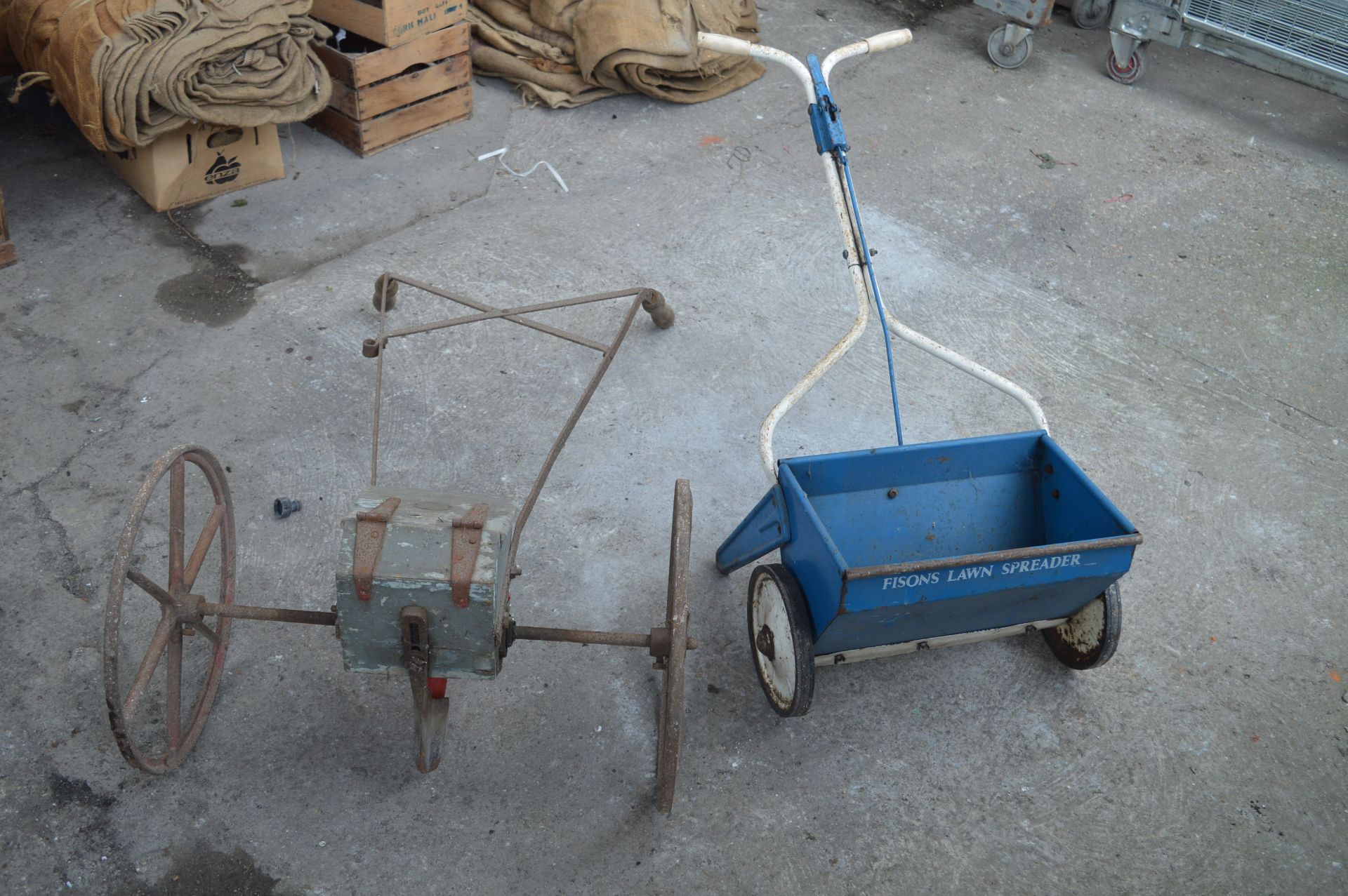 Vintage Seed Drill and a Fisons Lawn Spreader